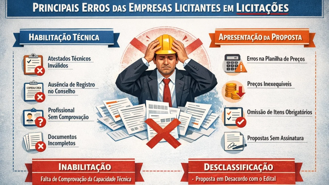 Inabilitação ou desclassificação dos certames licitatórios